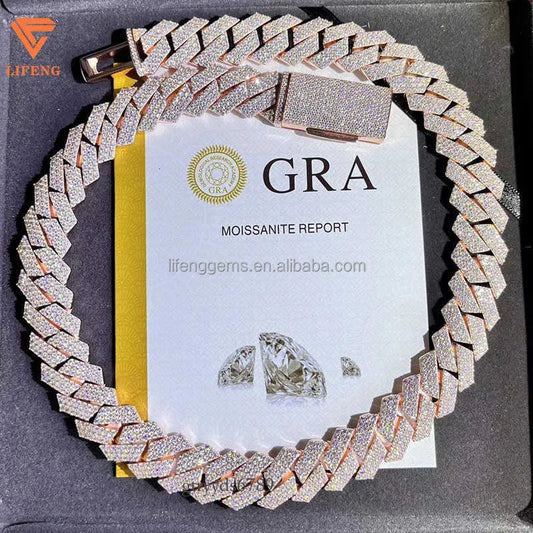 MOISSANITE #1 Bestseller Miami Cuban Link Prong Chain Necklace Iced Out