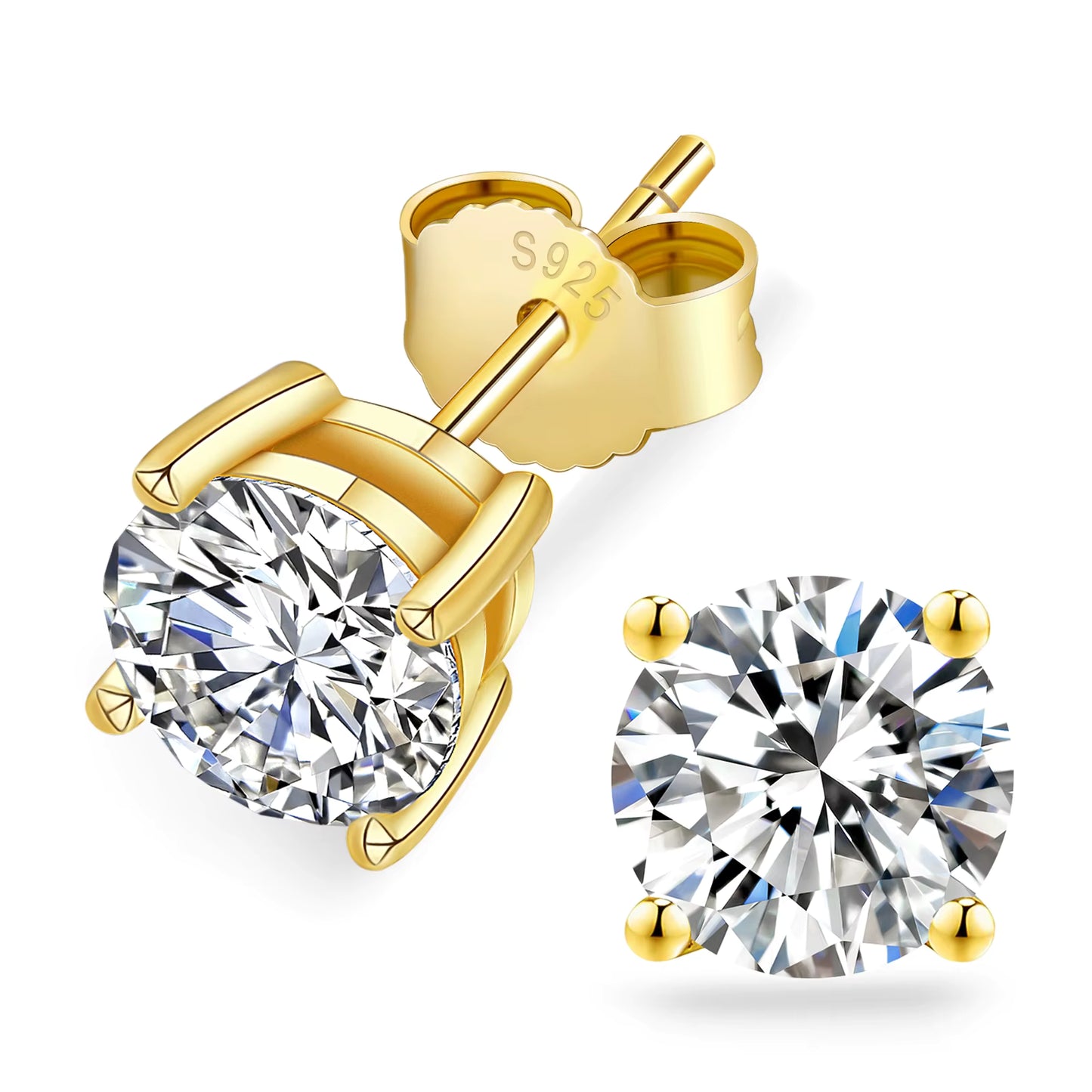 Unisex VVS Moissanite Stud GRA Certified 925 Sterling Silver Earrings