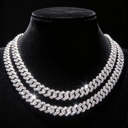 MOISSANITE #1 Bestseller Miami Cuban Link Prong Chain Necklace Iced Out