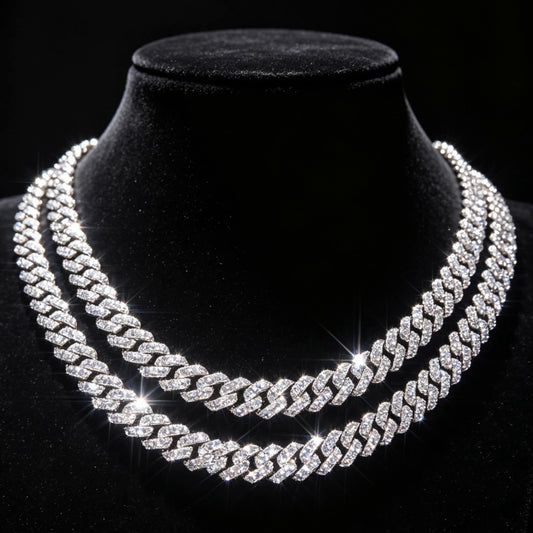 MOISSANITE #1 Bestseller Miami Cuban Link Prong Chain Necklace Iced Out