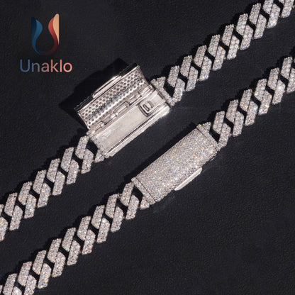 10mm 925 Solid Silver Hip Hop Iced Out VVS1 Moissanite Diamond Miami Cuban Chain & Bracelet