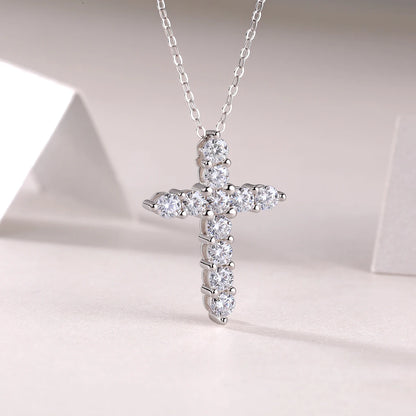 VVS1 Clarity 925 Silver Cross -  Lab Created & GRA Certified