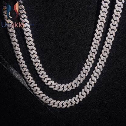 10mm 925 Solid Silver Hip Hop Iced Out VVS1 Moissanite Diamond Miami Cuban Chain & Bracelet