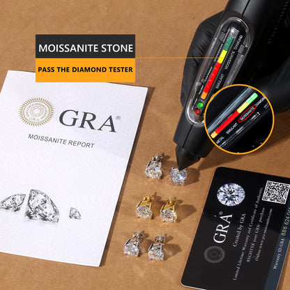 Unisex VVS Moissanite Stud GRA Certified 925 Sterling Silver Earrings