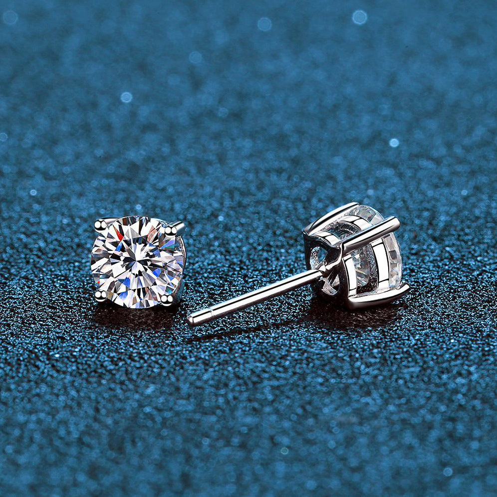 Unisex VVS Moissanite Stud GRA Certified 925 Sterling Silver Earrings
