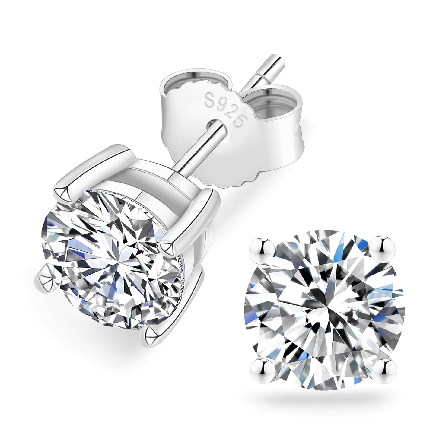 Unisex VVS Moissanite Stud GRA Certified 925 Sterling Silver Earrings