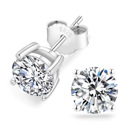 Unisex VVS Moissanite Stud GRA Certified 925 Sterling Silver Earrings