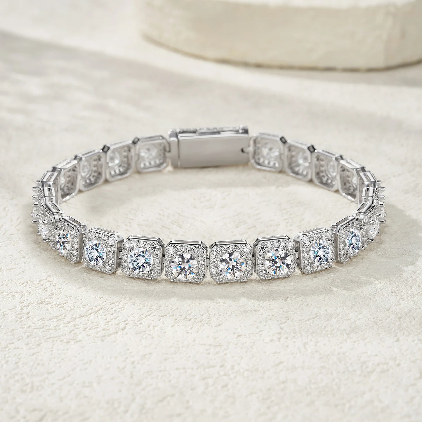 925 Sterling Silver Moissanite Tennis Bracelet – D Color VVS Diamond Simulant, Diamond Tester Approved