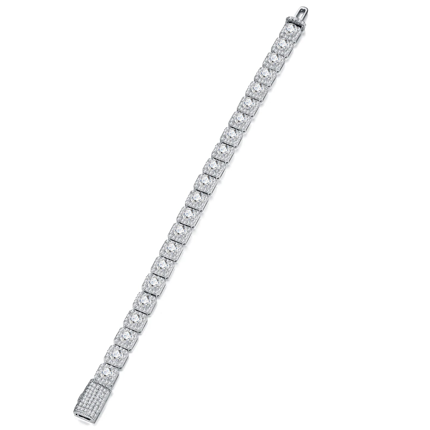 925 Sterling Silver Moissanite Tennis Bracelet – D Color VVS Diamond Simulant, Diamond Tester Approved
