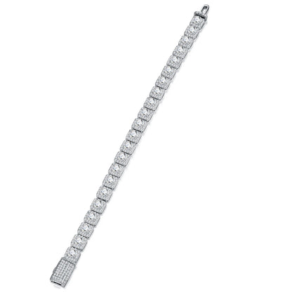 925 Sterling Silver Moissanite Tennis Bracelet – D Color VVS Diamond Simulant, Diamond Tester Approved