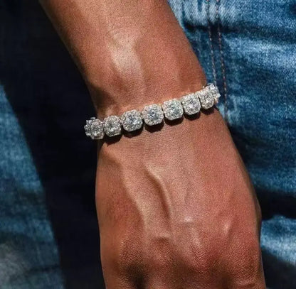 925 Sterling Silver Moissanite Tennis Bracelet – D Color VVS Diamond Simulant, Diamond Tester Approved
