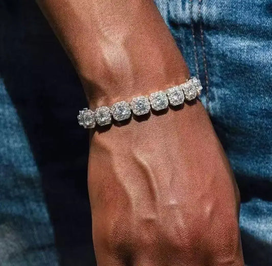 925 Sterling Silver Moissanite Tennis Bracelet – D Color VVS Diamond Simulant, Diamond Tester Approved