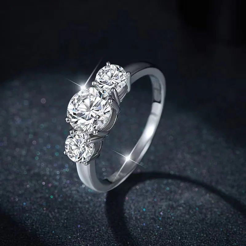 Luxury 925 Sterling Silver Moissanite Ring – Sparkling Fine Jewelry for Women
