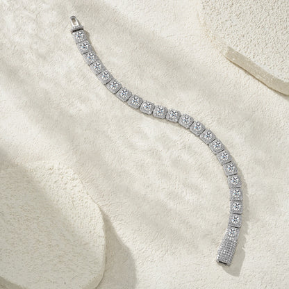925 Sterling Silver Moissanite Tennis Bracelet – D Color VVS Diamond Simulant, Diamond Tester Approved