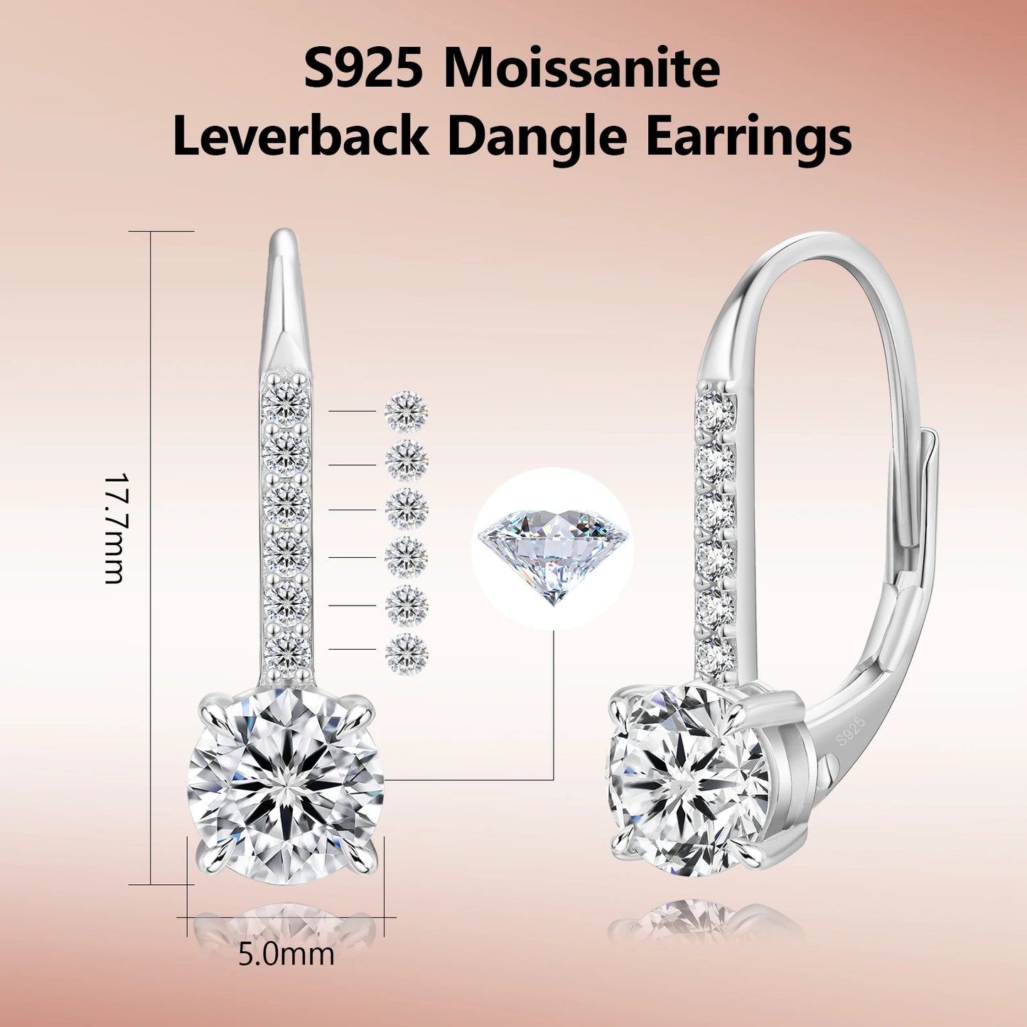 VVS Moissanite Lab Diamond Huggie Clip Back 925 Sterling Silver Earrings GRA