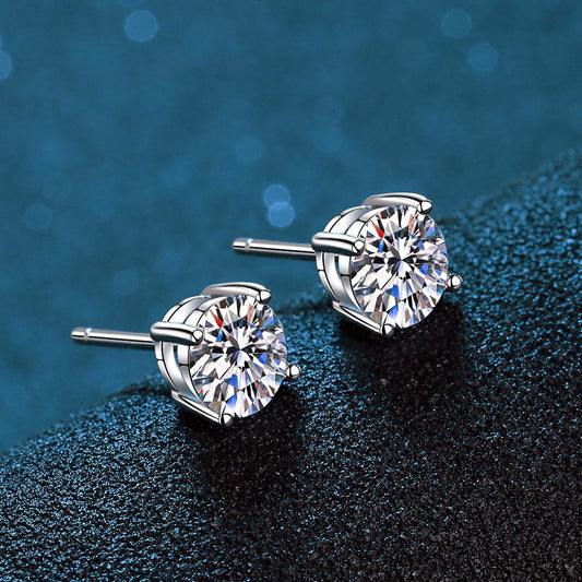 Unisex VVS Moissanite Stud GRA Certified 925 Sterling Silver Earrings