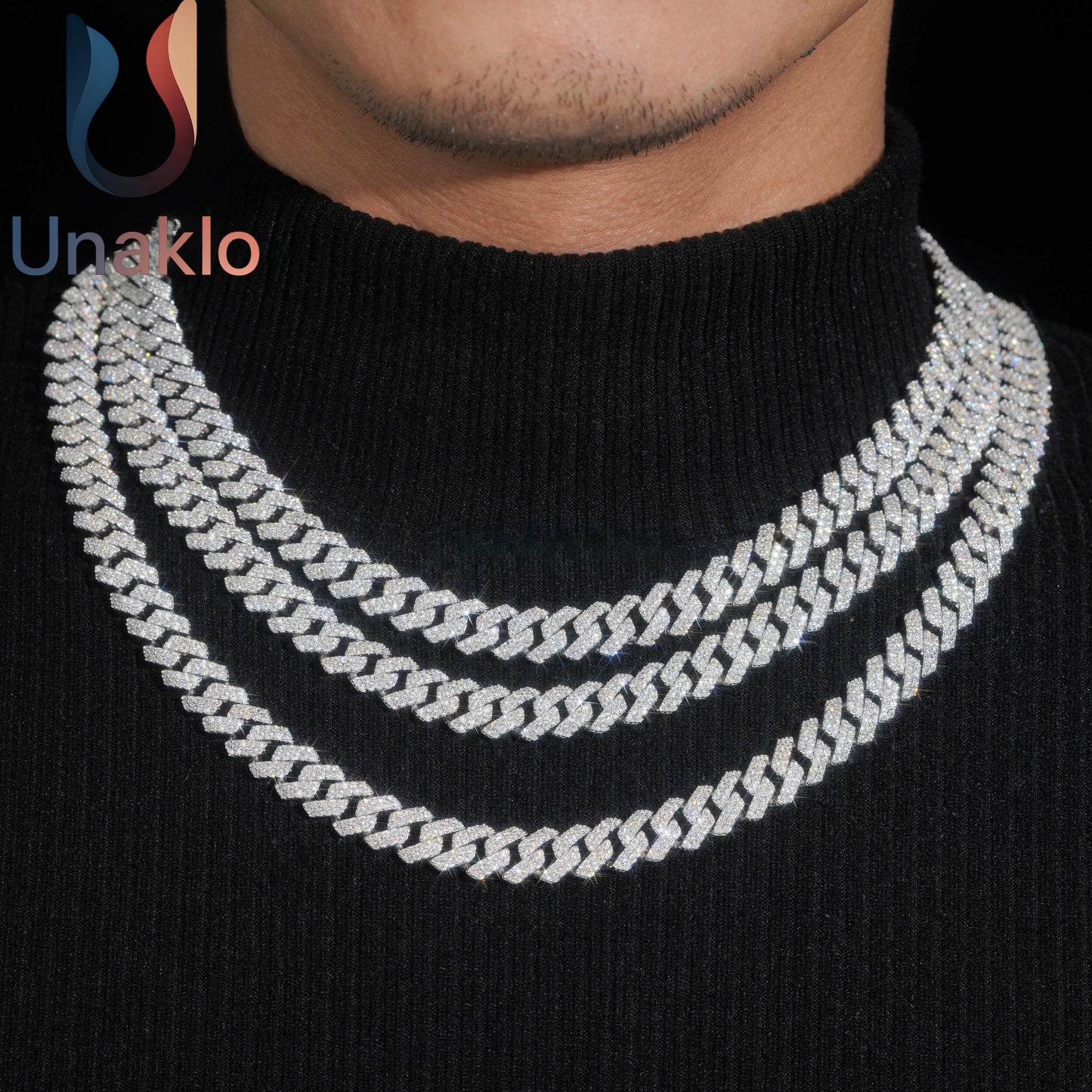 10mm 925 Solid Silver Hip Hop Iced Out VVS1 Moissanite Diamond Miami Cuban Chain & Bracelet