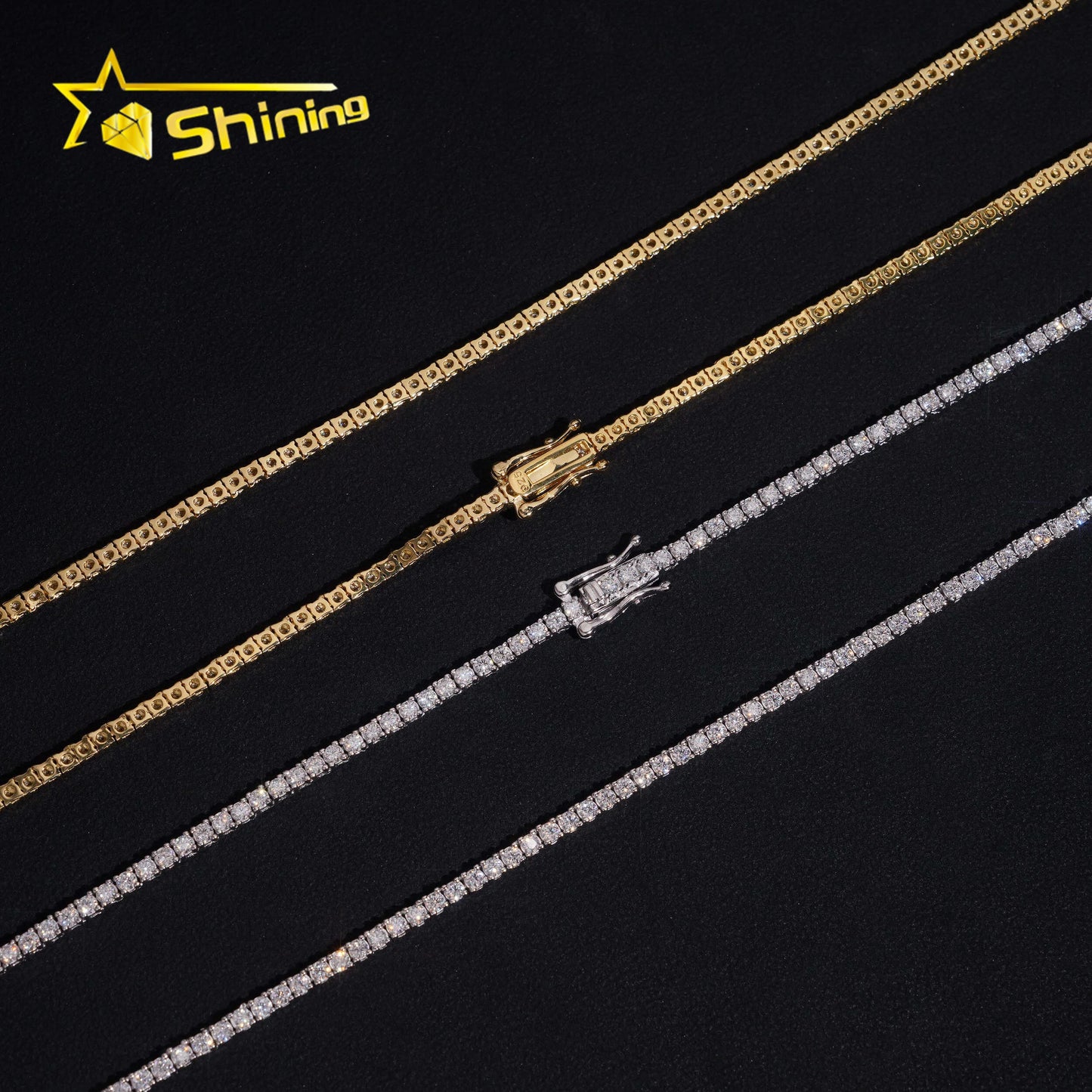 2mm Tennis Chain 925 Solid Silver Hip Hop Iced Out GRA Moissanite Diamond Sparkling Tennis Chain