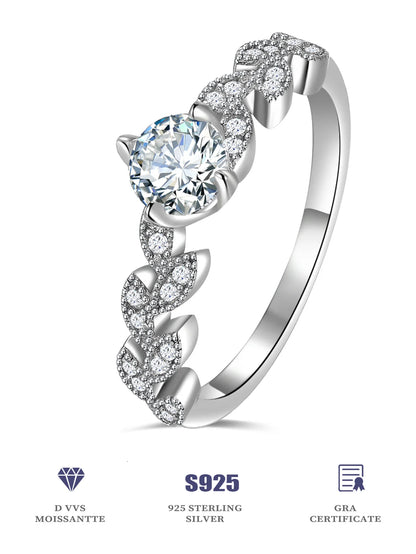 925 Sterling Silver Moissanite Diamond Ring – Luxury VVS Sparkle Fine Jewelry for Women