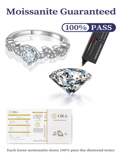 925 Sterling Silver Moissanite Diamond Ring – Luxury VVS Sparkle Fine Jewelry for Women