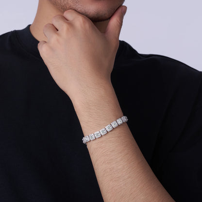 925 Sterling Silver Moissanite Tennis Bracelet – D Color VVS Diamond Simulant, Diamond Tester Approved