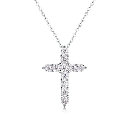 VVS1 Clarity 925 Silver Cross -  Lab Created & GRA Certified