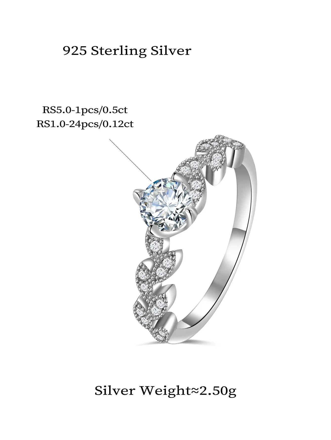 925 Sterling Silver Moissanite Diamond Ring – Luxury VVS Sparkle Fine Jewelry for Women