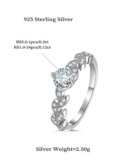 925 Sterling Silver Moissanite Diamond Ring – Luxury VVS Sparkle Fine Jewelry for Women