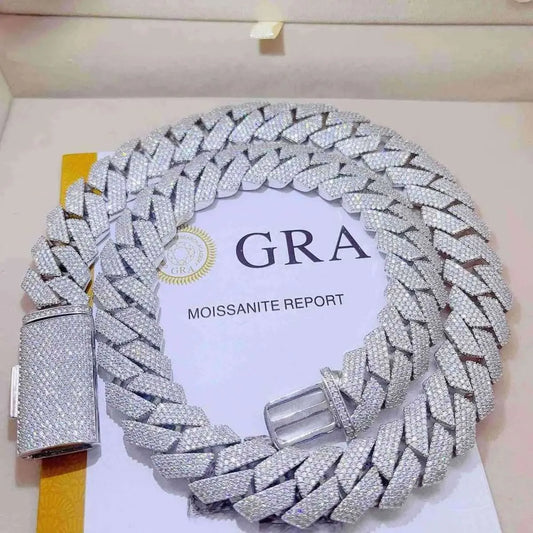 MOISSANITE #1 Bestseller Miami Cuban Link Prong Chain Necklace Iced Out